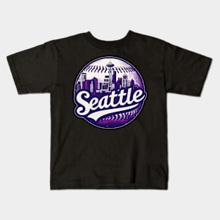 Vintage Seattle City Baseball Kids T-Shirt